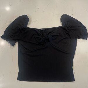 SHEIN Elegant Black Puff Sleeve Blouse